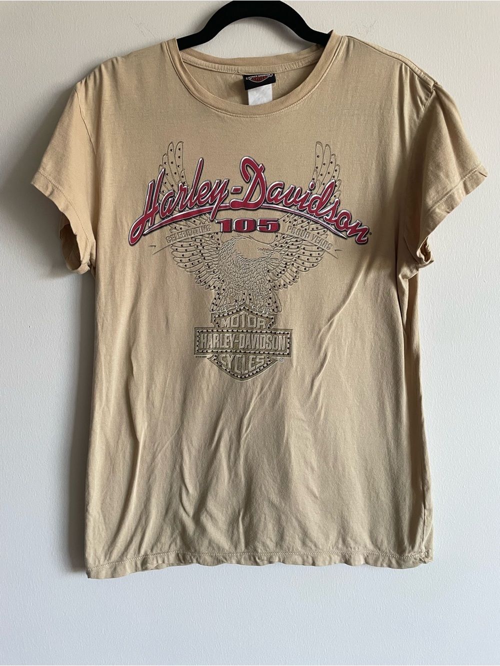 Harley Davidson Rhinestone Graphic Tee y2k Biker Eagle Bling M